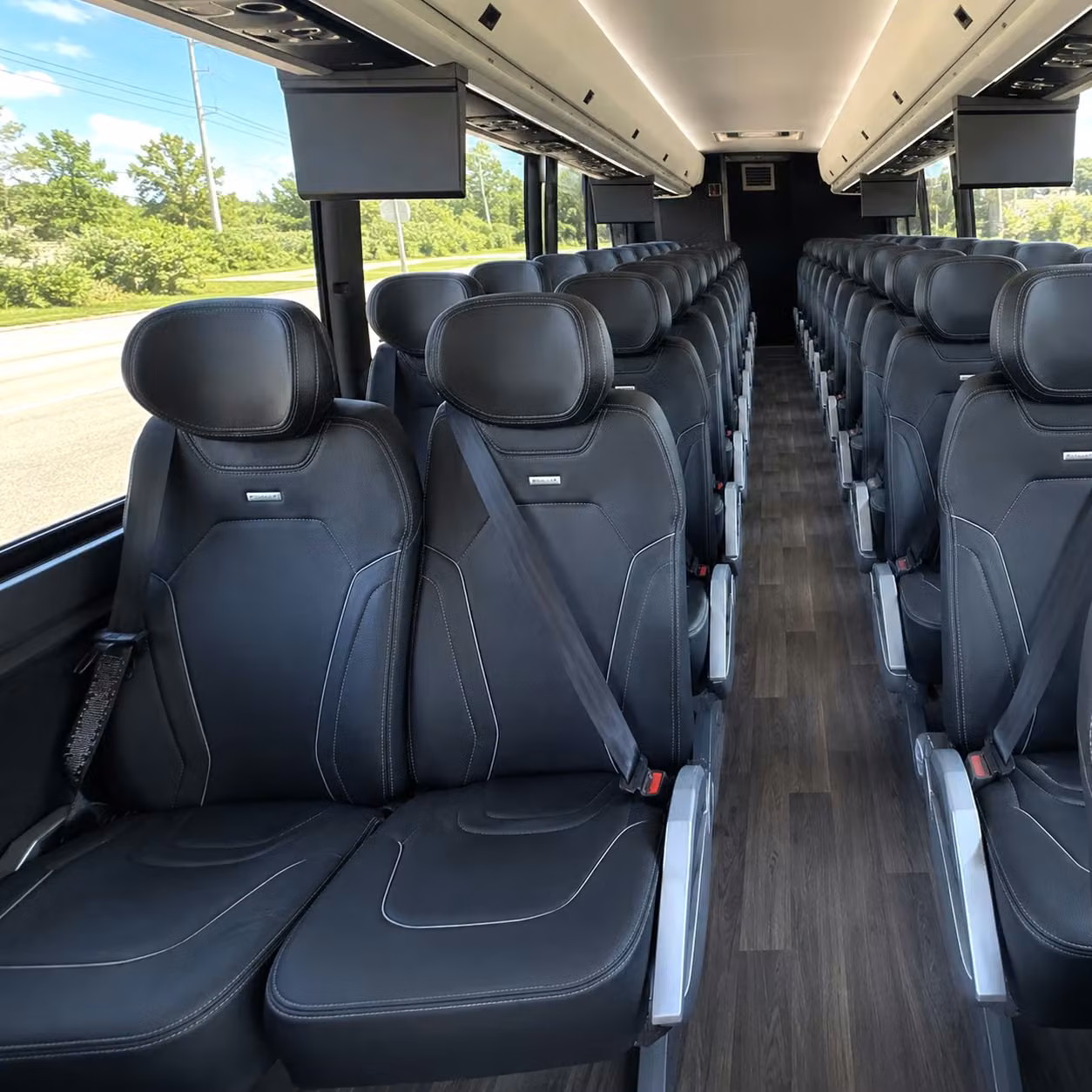austin charter bus rental interior